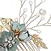 Minkissy Wedding Hair Comb, Pearl Crystal Decor Clip Pin Rhinestone Flower Wedding Hair Accessories for Bride Bridesmaid (Green)