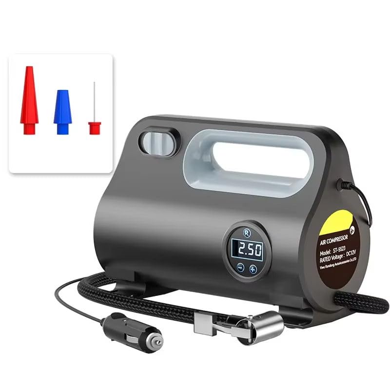 Image of Knidaa Portable Car Tyre Inflator Air Compressor, 150 PSI Digital Air Pump with LED Display, Fast Inflation, 2.7m Cord, Air Pump Compressor,12V DC Car Tire Pump for Car, Bike, Bicycle & Ball