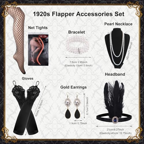 Accesorios 1920s Flapper kit de complementos de fiesta para evitar roces y alergias 3