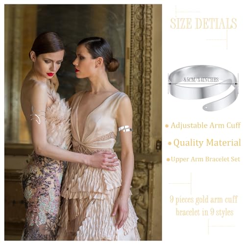 WAINIS 8 Pieces Arm Cuff Upper Arm Cuff Bracelet for Women Minimalist Upper Bangle Adjustable Armband Set2