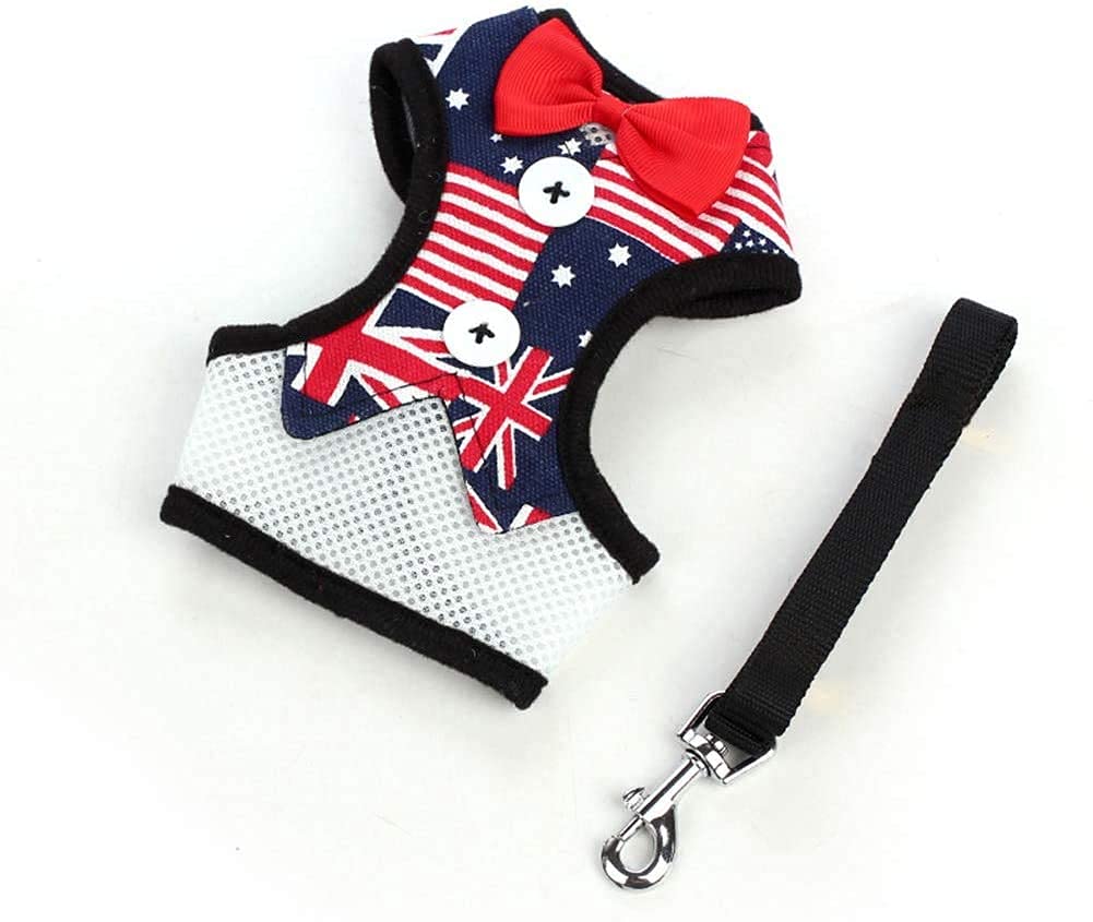 Pets Empire Soft Mesh Bowtie Gentleman Suit Tuxedo Dog Harness Vest Padded for Small Cat Puppy Pet with Leash Handle Black Grid Design-2 (Medium) (B091N3DW64) Amazon Price History, Amazon Price Tracker