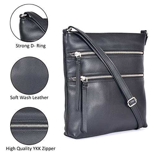 Smooth Black Leather Crossbody Purses and Handbags for Women - Crossover Bags