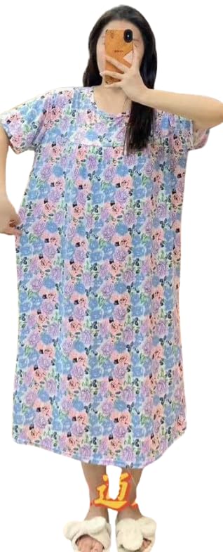 A line Plus Size Rose Flower Print Maternity Night Dress-image-49