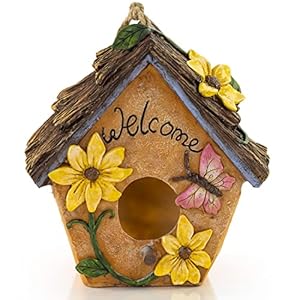 VP Home Hanging Bird Houses for Outside, Hand-Painted Bird Houses for Outdoors Decorative Birdhouses (Flower Garden Welcome) VP Home Hanging Bird Houses for Outside Hand Painted Bird Houses for Outdoors Decorative Birdhouses Flower Garden Welcome