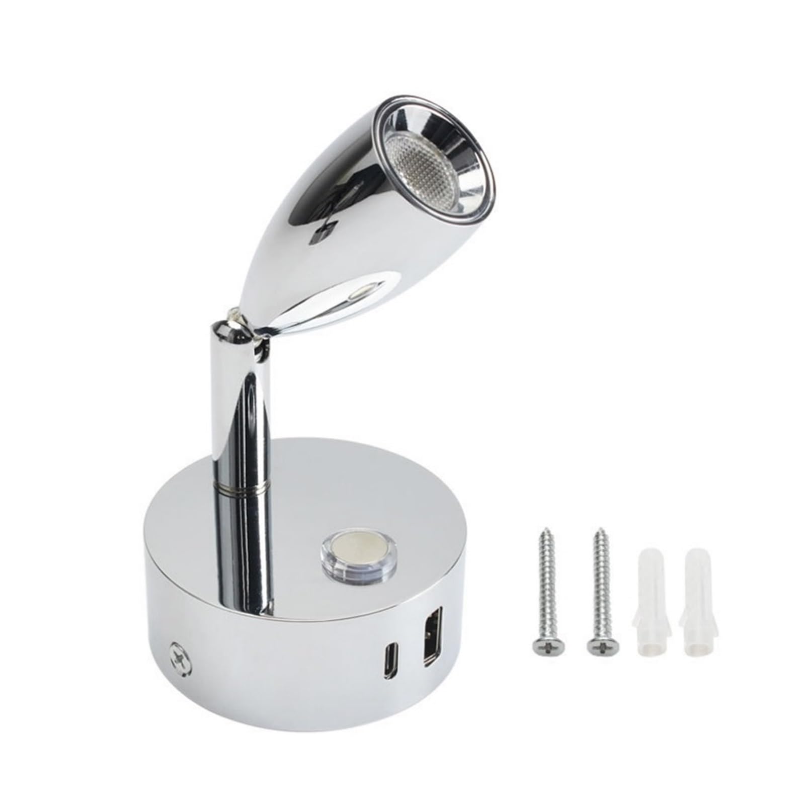 Lámpara De Lectura For Caravana 12 V, Luz Pared Táctil For, Barco, Interruptor Atenuación Con 2 Cargadores USB, Remolque RV Luces Brillantes(3000K-6000K-4000K,Chrome)