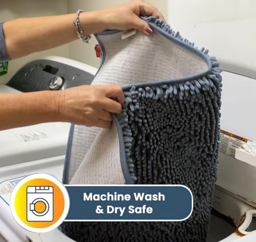 Muddy Mat® AS-SEEN-ON-TV Highly Absorbent Microfiber Door Mat and Pet Rug, Non Slip Thick Washable Area and Bath Mat Soft Chenille for Kitchen Bathroom Bedroom Indoor and Outdoor - Baby Blue 19"x30" - Image 3