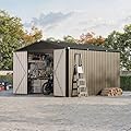10 X 10 FT Outdoor Storage Shed,Metal Garden Sheds&Outdoor Storage, Lockable Gable Roof Garden Tool Shed, All-Weather Resistant Storage Unit for Bikes, Ladders, Patio Supplies & Garden Essentials