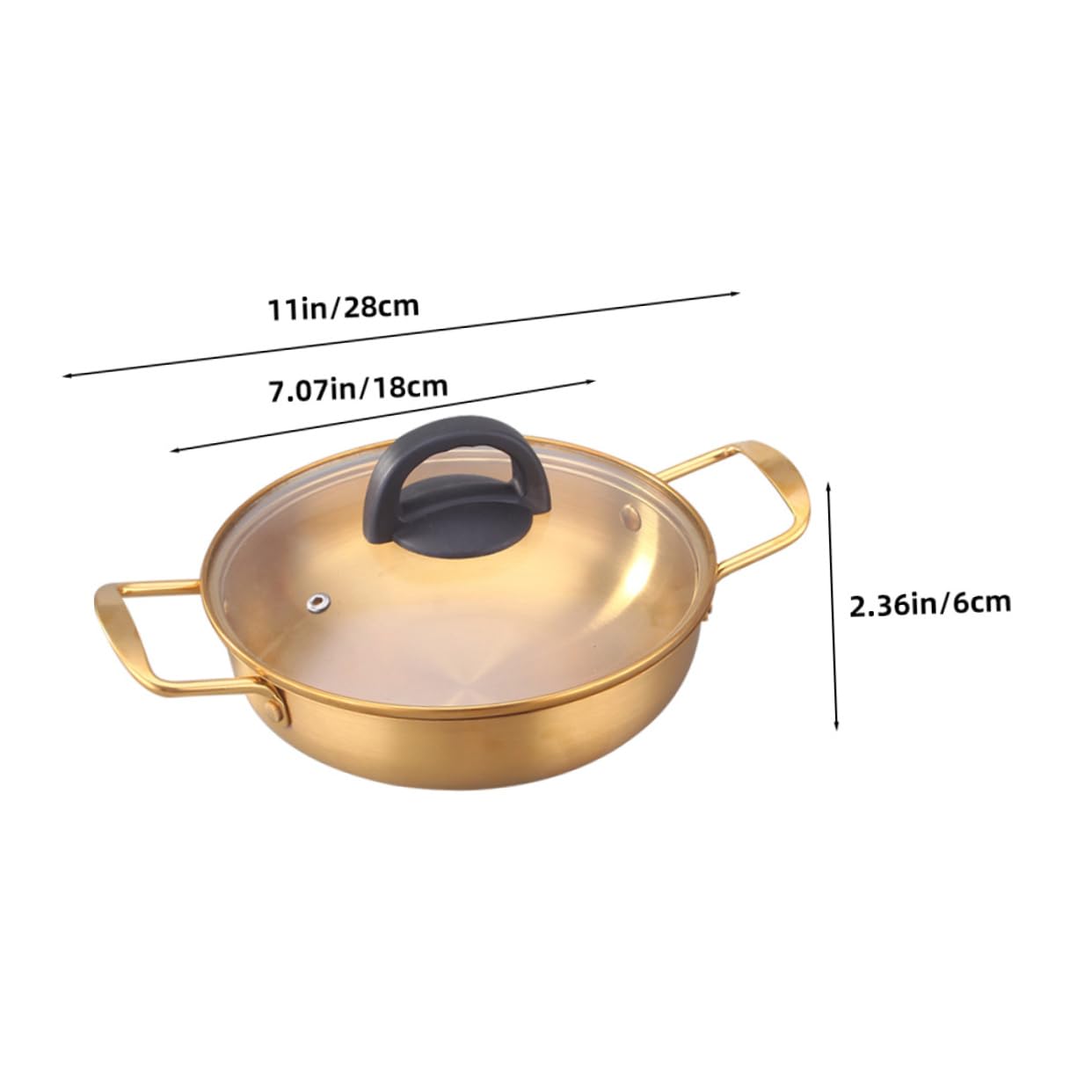 Hemoton Stainless Steel Ramen Noodle Pot with Double Handles Korean Style Stockpot for Soups and Stews Compatible with Induction Cookers and Kitchen Essential