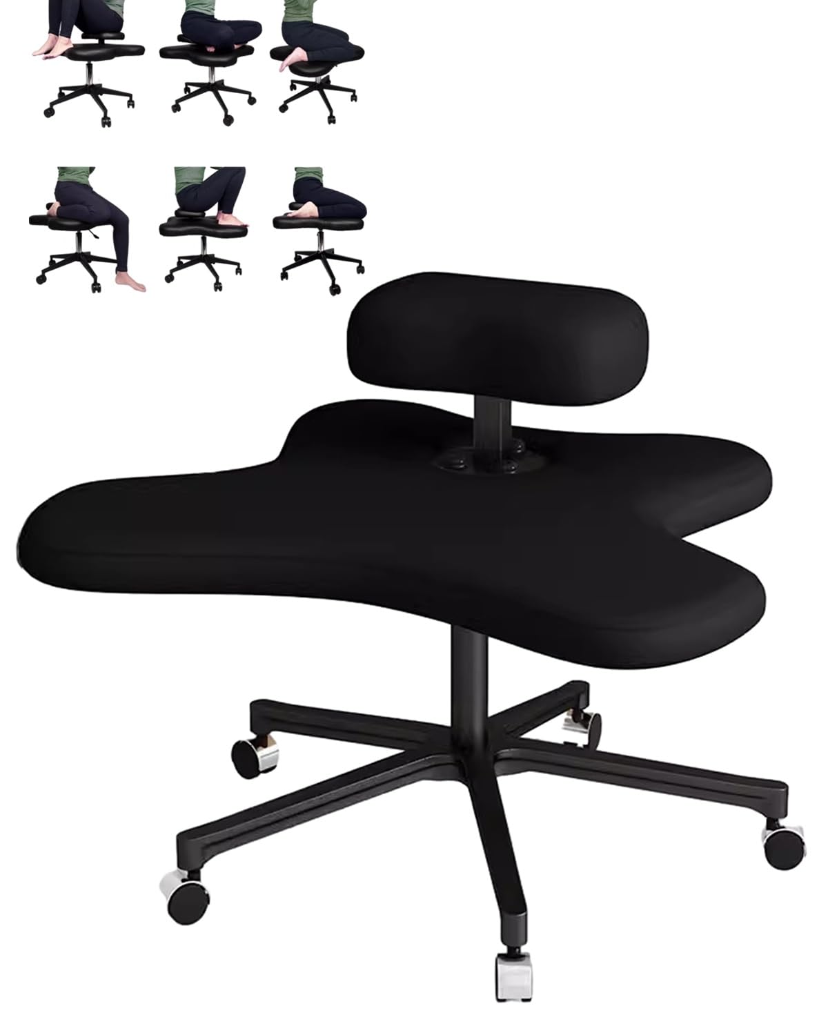 Generic Ergonomiczne krzesło biurowe klęczące ze skrzyżowanymi nogami, regulowana wysokość, krzesło do medytacji z kółkami, krzesło biurowe/domowe, do siedzenia