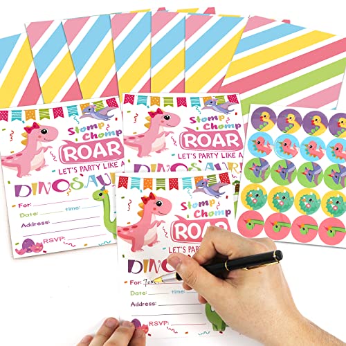 Tevxj 90 Pcs Dinosaur Birthday Party Invitations Cards With Envelopes Dino Party Supplies For Girls Fill In Birthday Invite Cards Stickers For Kids Girls Birthday Baby Shower Party Decorations Favor #TOP3