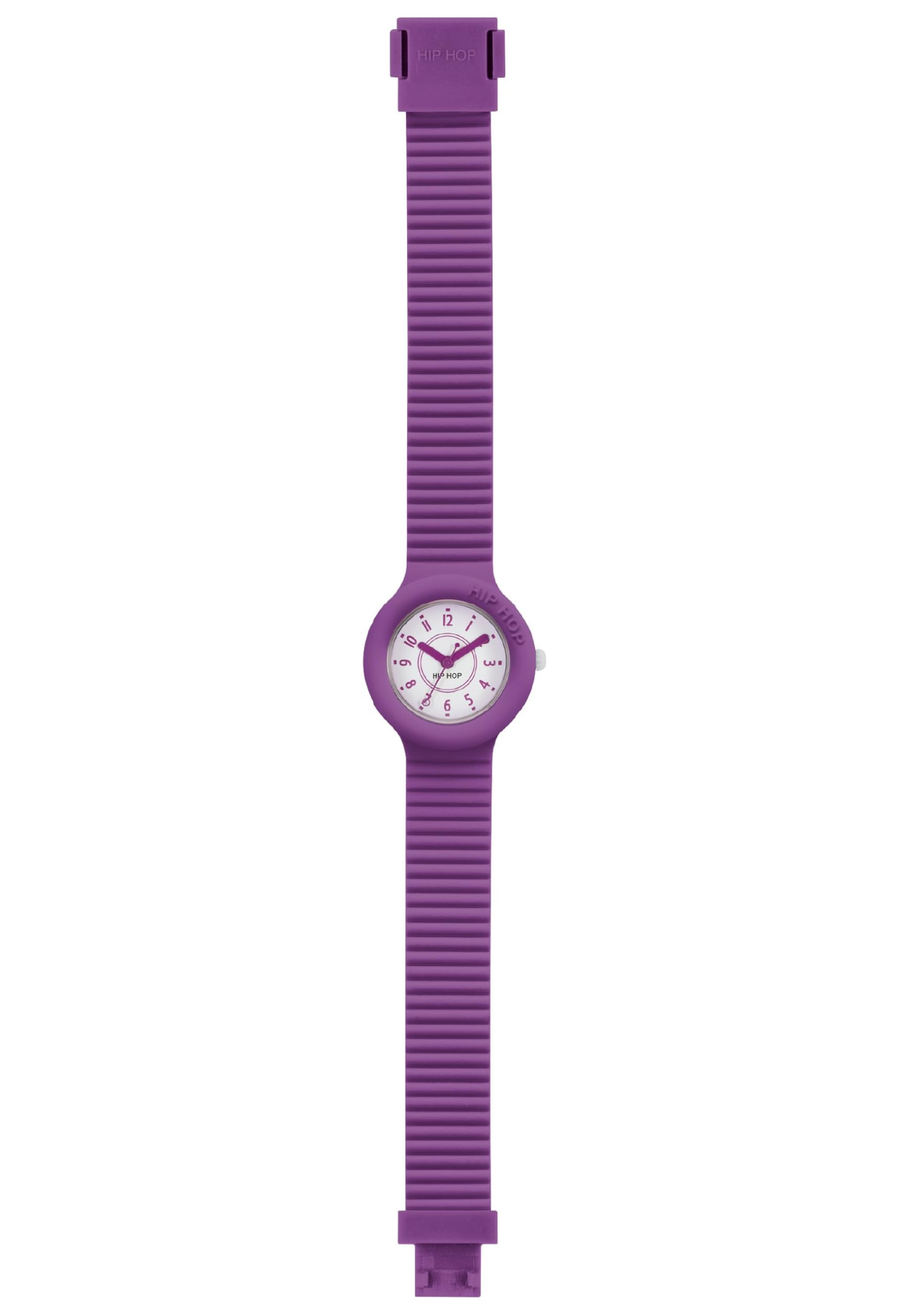 Hip Hop, Numbers Collection, Orologio Donna Fluo Purple, con Cinturino in Silicone Intercambiabile, Pratica Chiusura, Cassa 32mm, Movimento al Quarzo, Resistente all'Acqua, Lunghezza Regolabile, Viola