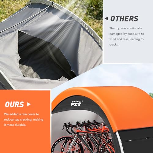 Image of Upgraded Bike Tent with Rain Cover, Portable Outdoor Storage Shed for 4-5 Bikes, 210D Oxford Fabric PU4000 Waterproof, Bike Shed /Bike Cover for Motorcycles, Garden Tools, Lawn Mower