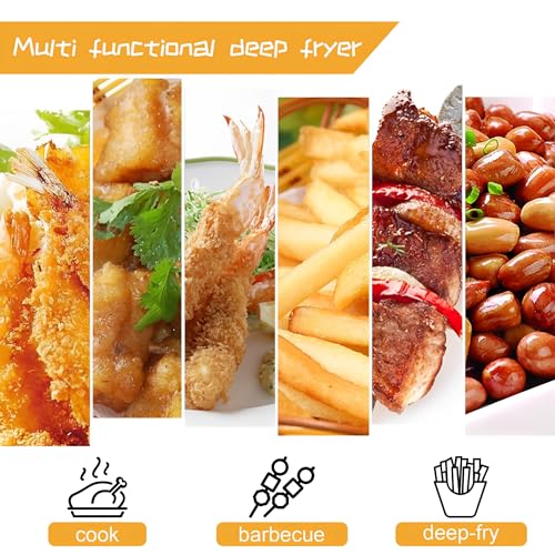 Kommerzielle LPG-Gas-Fritteuse mit 2 Tanks mit 10 L x 2/3 Korb und Deckel, Edelstahl, große Kapazität, Propan, LPG mit Metallrohr, für Pommes Frites, Zuhause, Küche, Restaurant (2 Körbe) – Bild 6