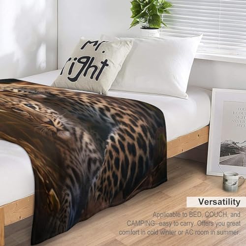 Couverture lavable machine pour lit et canapé en flannel léopard extra douce - 7