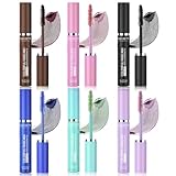 Farbige Wimperntusche in 6 Farben, wasserfest, verwischt nicht, langanhaltend, voluminös, lockig, bunt, kühnes Augen-Make-up, Party-Augen-Make-up, Volumenfarbe