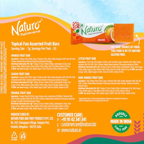 Image of Naturo Tropical Fun Assorted Fruit Bars | Multipack (20 Fruit Bars per pack) | Gift pack | Snack Pack | 2 Packs of Tropical Fun Multipack