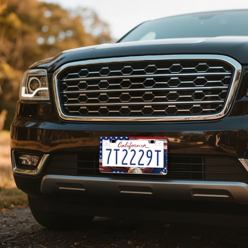 Image of American Flag License Plate Frame 2 Pack Patriotic Plate Holder