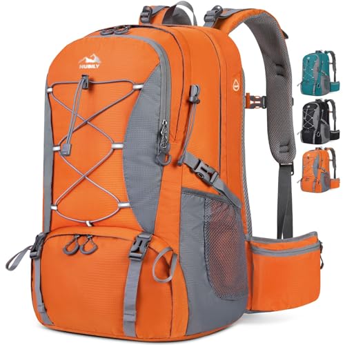 NUBILY Mochila de caminhada de 50 L, impermeável, para acampamento, para homens e mulheres, com capa de chuva, mochila leve para caminhada ao ar livre
