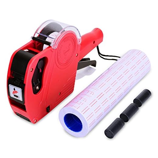 Maquina para poner lote y fecha de caducidad 6 YoungRich Máquina Etiquetadora Pistola de Precio de 8 Caracteres 10 Rollos de Etiquetas y 2pcs Tinta de Repuesto Uso en la Oficina Tienda al por Meno de la Tienda de Comestibles Marking Rojo
