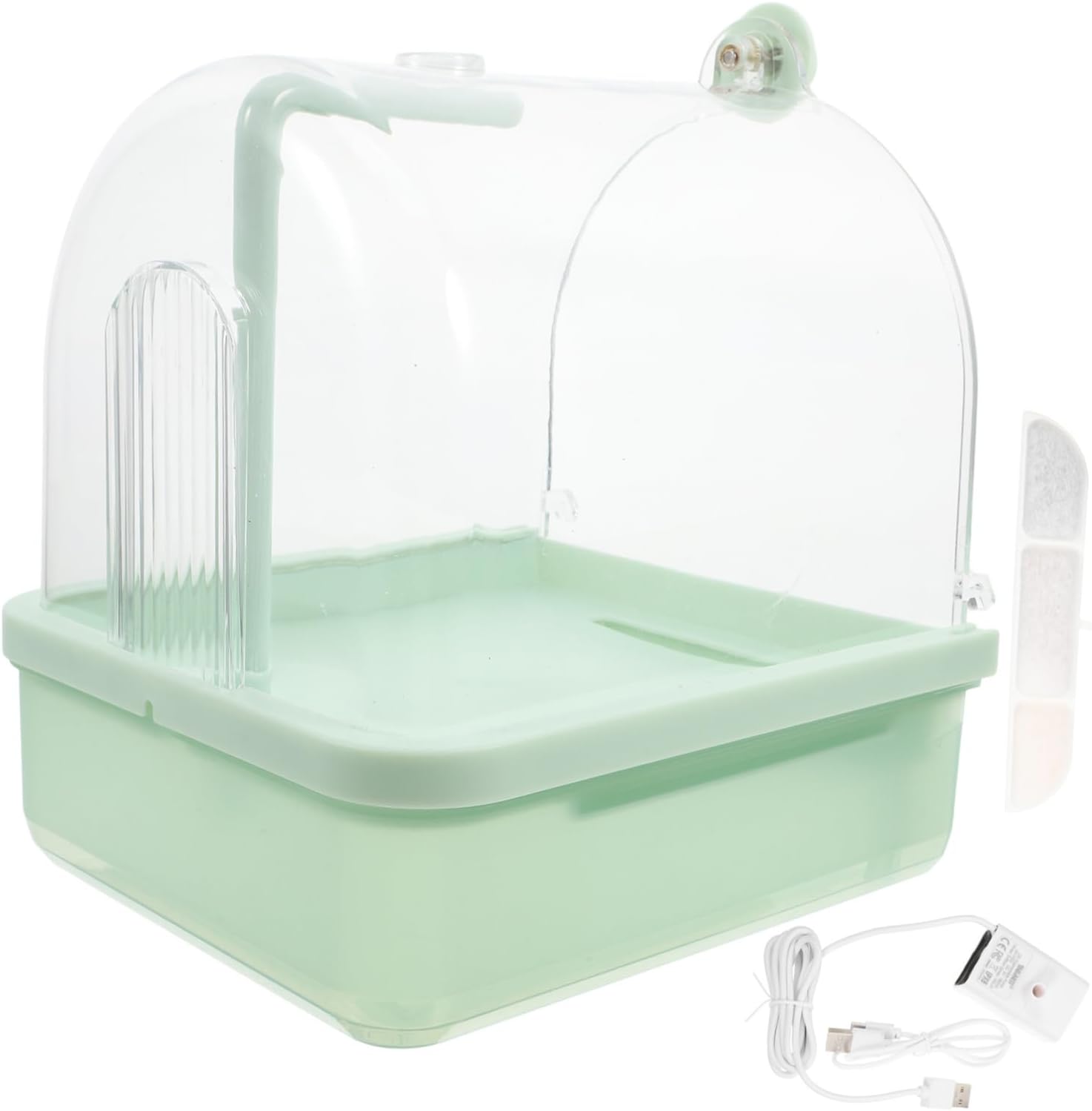 POPETPOP Automatic Bird Bath Tub with Rotating Faucet Versatile Indoor Bathing for Parrots and Conures Easy to Clean and Suitable for All Bird