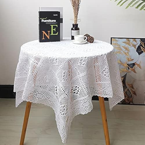 BMIDRUT White Tablecloths Vintage Square Crochet Lace Doilies Tablecloths Table