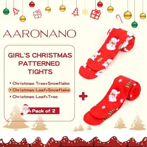 2 Pairs Girls Patterned Red Tights Christmas Holiday Stockings Kids Snowflake Printed Tights for Girls 4-10t2