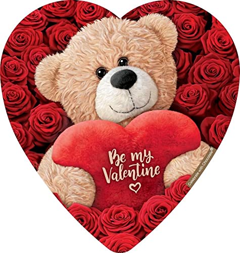 Elmer Chocolate Valentine's Day Rose & Plush Bear Design Heart Shaped, 6 Ounce Chocolate Gift Box, 6 Ounce (Pack of 1)