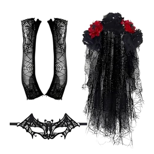 Día del disfraz - Día del vestido, disfraz de Catrina para mujeres, disfraces faciales de Halloween para mujeres, adultos, niñas, etiquetas, disfraz de cosplay, decoración de fiesta, color de la cara