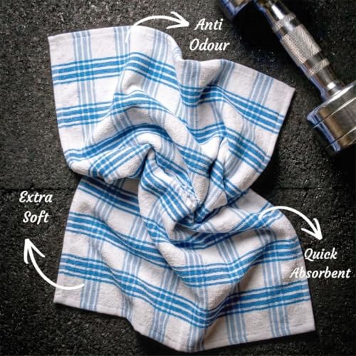 Image of Athom Living Premium Hand Towels- Cotton, 400 GSM, Ultra Soft, Quick Dry, Highly Absorbent | for Hand, Kitchen and Gym | 60 * 40 cm, Pack of 4 (Lavender & Blue Strips)