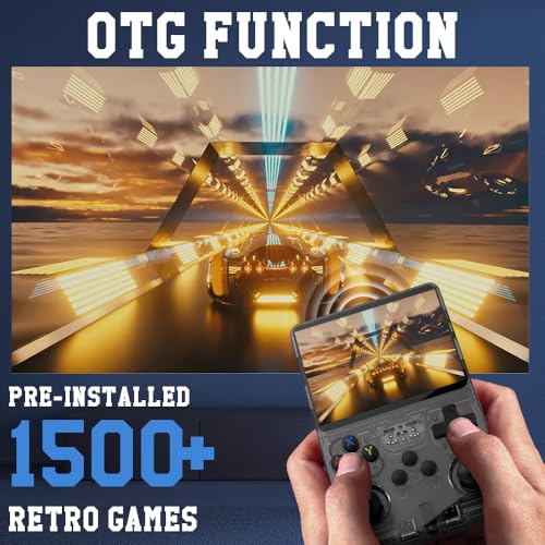 WDKXCN R36s Console de jeu portable rétro R36s avec carte TF 64 Go, écran 3,5 pouces, système Linux, console de jeux portable rétro, 3500 mAh, noir, plus de 15 000 jeux classiques intégrés – Image 4