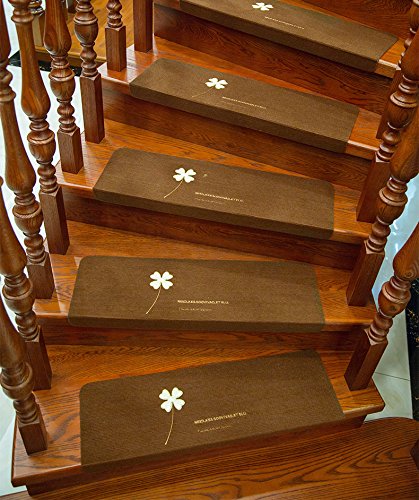 Stair Treads Carpet Non Slip,Self Adhesive Skid Indoor Outdoor Stair Mats for Wooden Steps, Washable Stair Rugs for Kids, Elders and Dogs, 8.7 X 21.7in, 5 Pieces (Brown)