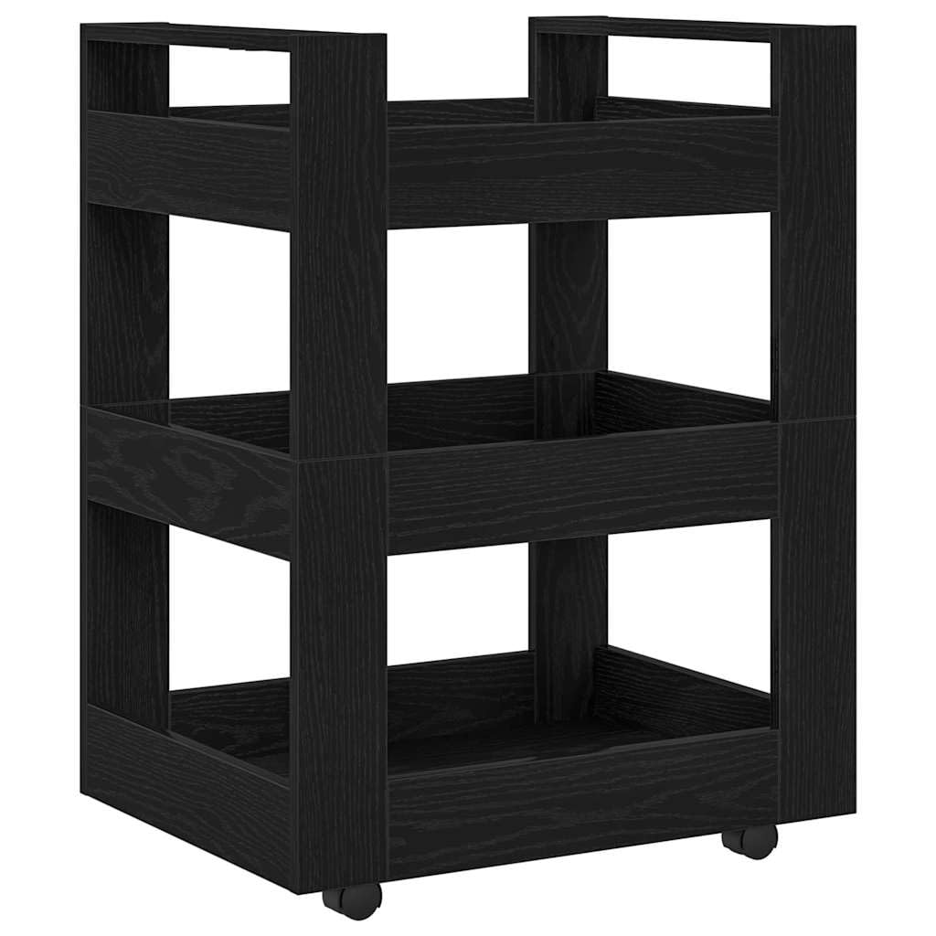 Chariot de Cuisine Noir en Bois Composite 60x45x80 cm avec Roulettes