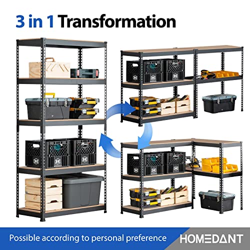 Homedant Heavy Duty Garage Storage 5-Tier Adjustable Metal Shelving Unit Utility Rack Shelves Organization Multipurpose Shelf For Shed Warehouse Basement Pantry 35.9" W X 18.2" D X 71.3" H 1 Pack #TOP6