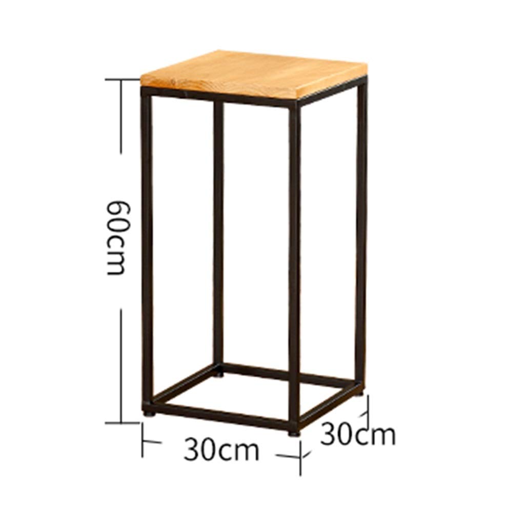 Portavasi da Terra per Fiori, Semplice Portavasi in Ferro Battuto E Legno Massello, Portaoggetti A Un Solo Strato per Soggiorno E Balcone（30 * 30 * 60Cm）
