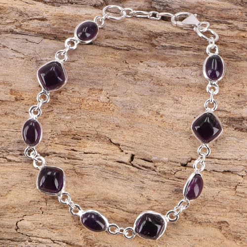 Bracelet indien Boho en argent améthyste véritable bijou ethnique - 4