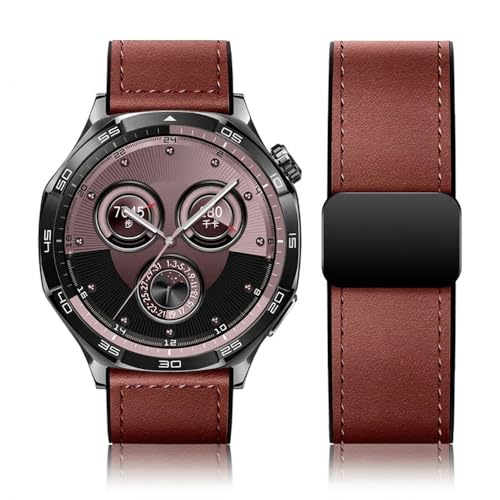 Image of AONES Watch Strap Leather Silicone Magnetic Belt 20mm Compatible for Compaq Q Watch Balance Smartwatch Band