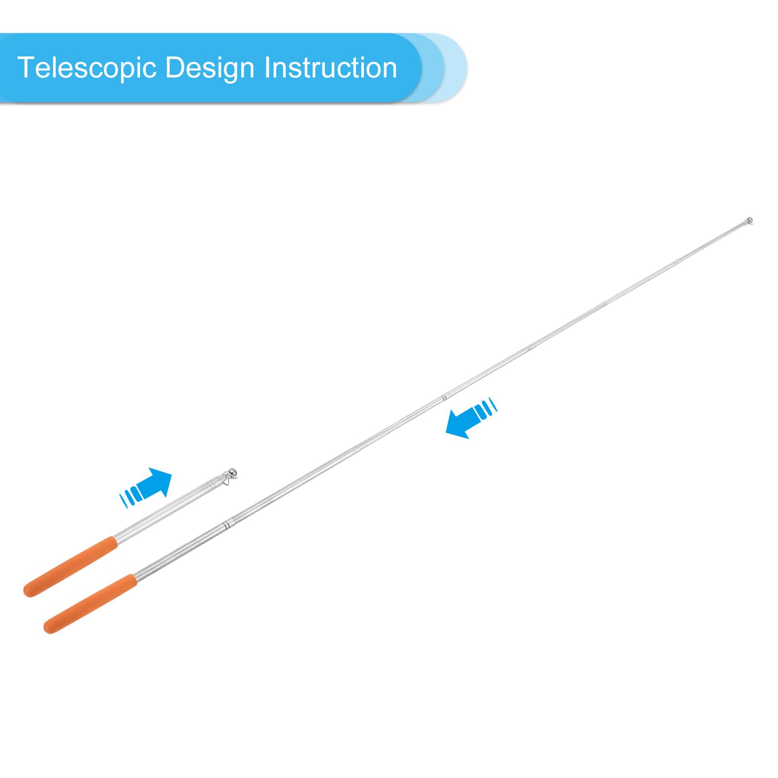 PATIKIL 1,6M/5,2Piedi Aste Telescopiche Portabandiera, 4pz Asta Retrattile per Insegnanti Asta Bandiera per Guide Turistiche Insegnamento Arancione