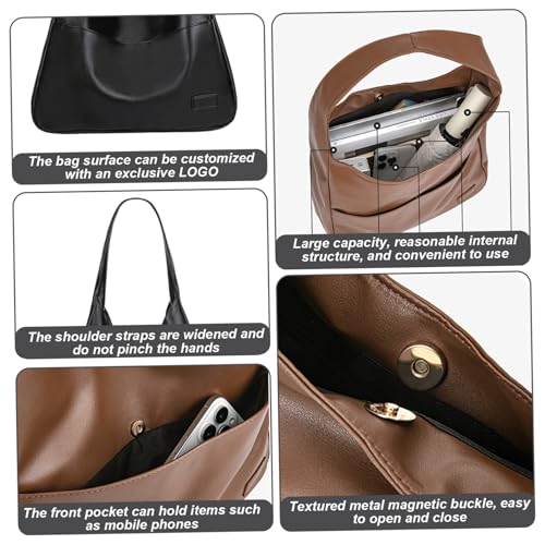 Sac slouchy en cuir PU effet rétro à larges anses - 5