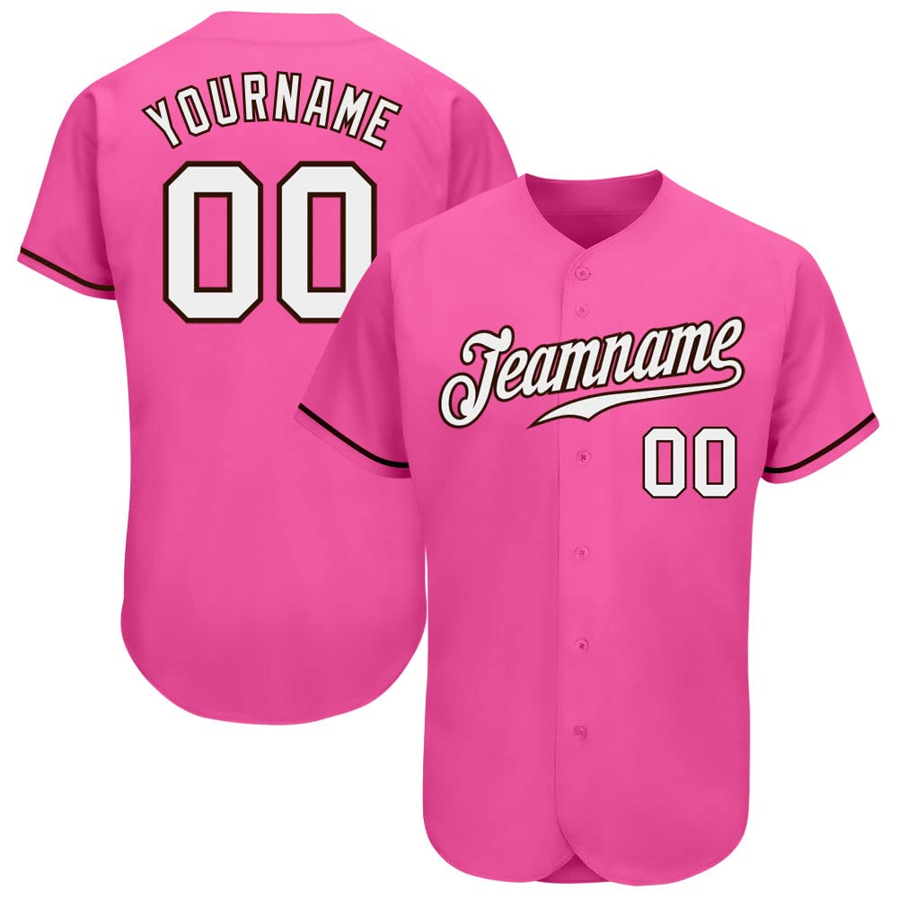 Custom Baseball Jersey Men Women Youth Kids, Pink White Brown Baseball Jerseys Printed Stitched Name Number Logo Baseball Shirt