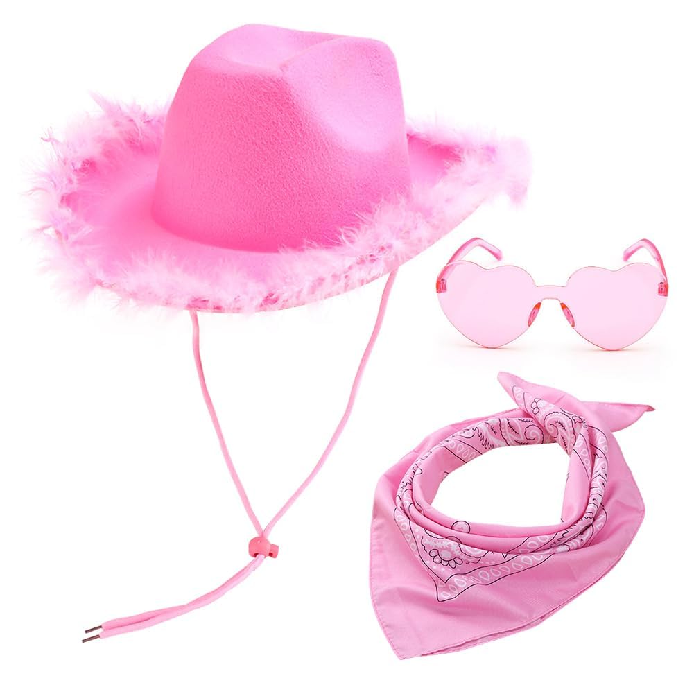 Berretti Di Pelliccia Rosa Brim Corona Cappello Da Cowboy La Grande Cowgirl Da D