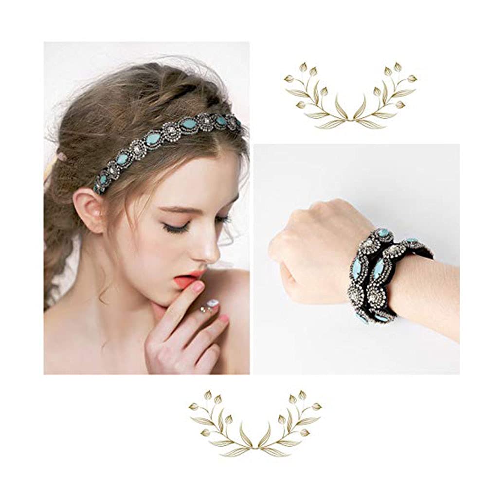 Cerchietto per Gioielli, 3 Pezzi Fasce per Capelli Elastiche Strass, Cerchietto da Donna in Strass, Strass Fascia, Cristallo Fascia, Adatto per Accessori per Capelli da Donna e da Ragazza