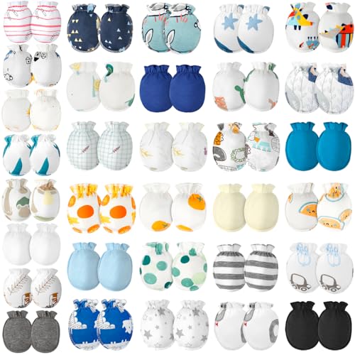 Image of ONESING 32 Pairs Baby Mittens Baby Gloves No Scratch 0-6 Months Baby Essentials Mittens for Newborn Baby Boys Girls