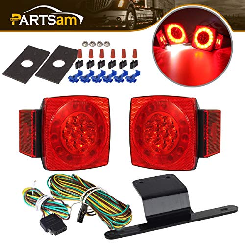Partsam Led Submersible Trailer Tail Lights Kit, Waterproof 12V Square LED Trailer Lights