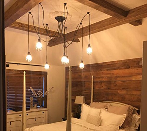 Pendant Light Holder Without Bulbs,6 Head Industrial Vintage Style Pendant Light Holder Ajustable Diy Ceiling Spider Lamp E27 Bulb Base Socket Lamp Hanger Fixtures For Kitchen Living Room Bar #TOP1