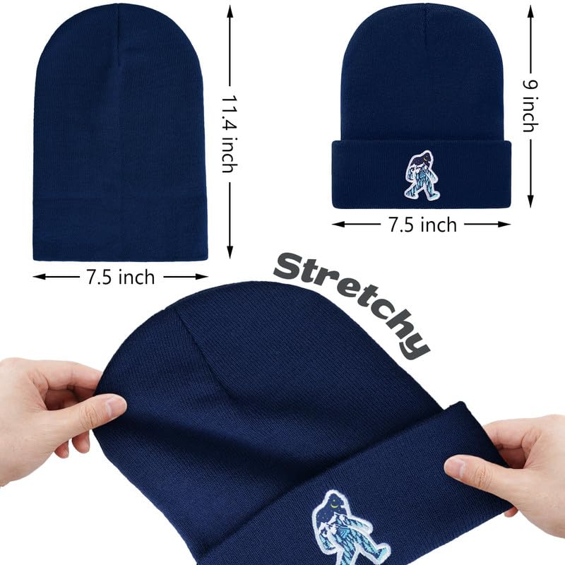 Image of Bigfoot Beanie for Men - Sasquatch Hat Winter Knit Cuffed Beanie for Women - Bigfoot Gifts for Christmas & New Year