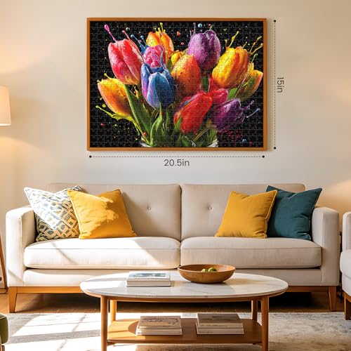 Puzzle de 500 Piezas para Adultos, Puzzle de Arte Tulipanes Arcoiris | Divertido y Colorido con Letras en el Reverso, Rompecabezas de Plantas para Adolescentes, Adultos y Personas Mayores, Gran Idea de Regalo y Juego Familiar miniatura 6