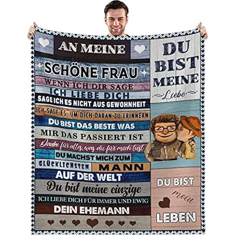 Hochzeitstag Geschenke für Frauen,Geschenke zum Geburtstag Frau, Kuscheldecke An Meine Frau, Hochzeitsgeschenk Geschenkideen, Flauschige Fleecedecke, Jahrestag Geschenk für sie, 150x200cm Cover