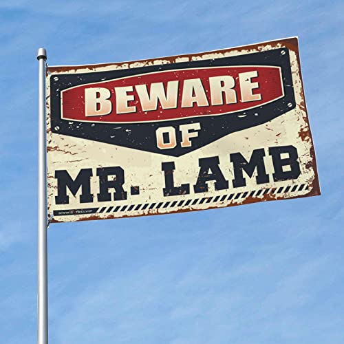 Drapeau Beware of Mr. Lamb XXL 152x244 cm pour decoration de jardin