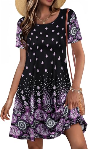 Image of JOLIGAL Summer Dresses for Women Casual Short Sleeve Sundress Scoop Neck Beach T Shirt Dress with Pockets 2026
