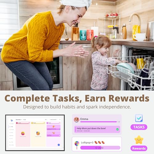 Image of Dragon Touch 21.5 Inch Digital Calendar Wall - 1920 * 1080 FHD Electronic Wall Calendar Family Planner with 32GB Storage and Wall Mount, Touchscreen Smart Desk Calendar - Black